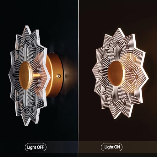 Image of Spiral Pattern 3-in-1 LED Wall Light Decorative Lamp with Golden Center Artistic Accent Lighting for Living Room Bedroom Hallway & Home Decor (Astra Glow Wall Lights, Pack of 2)