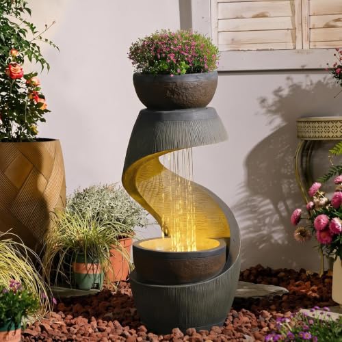 Sunlinua 31.9' S-Shaped Outdoor Water Fountain with...