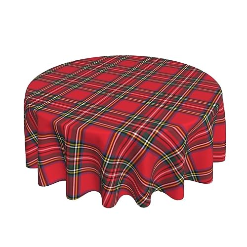 BETGINY Christmas Tablecloth 70x70 Inch Round Red Green Buffalo Plaid Tablecloth Dust-Proof Wrinkle Resistant Rustic Christmas Table Cloth for Holiday Party Dining