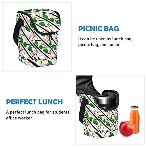 Lonchera para el trabajo unisex con motivos de flores y rayas bolsa porta alimentos moderna 3