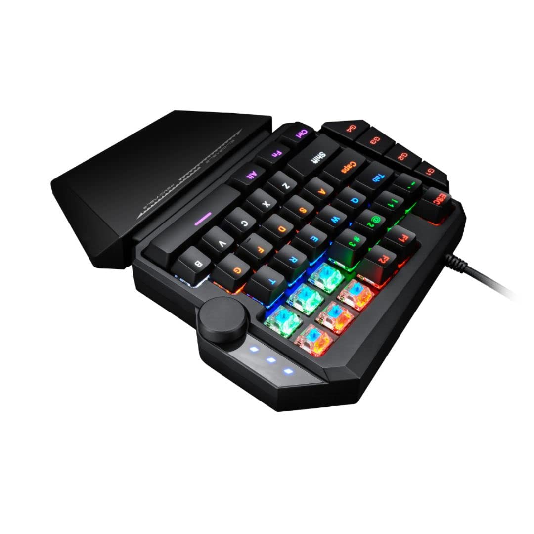 WE Gamium - Clavier Gamer Filaire Mécanique Format 1 Main - 35 Touches - 4 Touches Macro - Red Switch - Rétro-éclairage - Repose-Main - Câble 1,6M - Noir