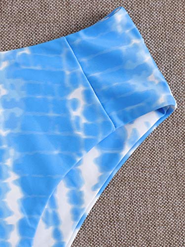 Sweatyrocks Women's Sexy Bathing Suits Strapless Tie Dye Bandeau Bikini Swimwear Set Blue-1 Small #TOP2