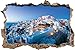 Produktbild Oia Dorf am Sonnenuntergang Santorin Wanddurchbruch im 3D-Look, Wand- oder Türaufkleber Format: 92x62cm, Wandsticker, Wandtattoo, Wanddekoration
