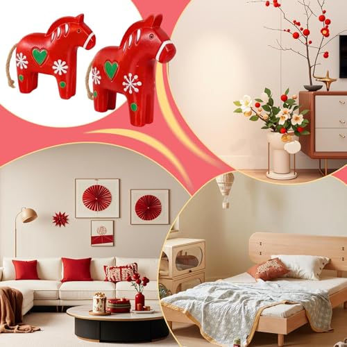 Cheval rouge figurine décorative de table à offrir pour la maison - 5