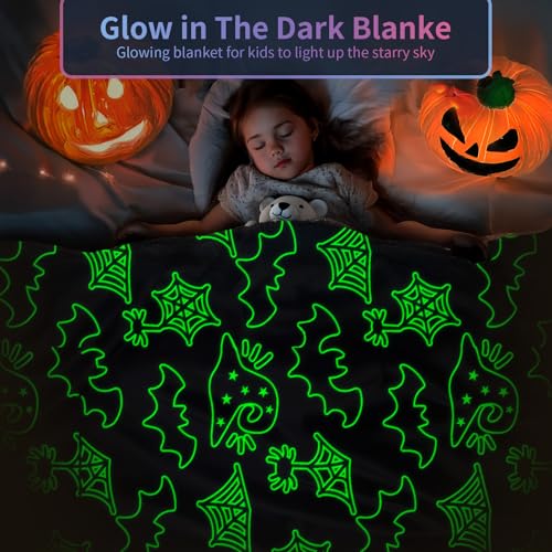 Image of TEHALK Cute Bat Halloween Blanket for Couch, Spooky Blanket for Boys /Girls /Kids /Teens /Women /Men 40 inchx 60 inch