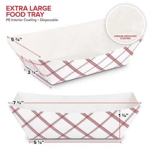 image for Stock Your Home Paper Food Boats (500 Pack) 3 Lb Disposable Red & Whit