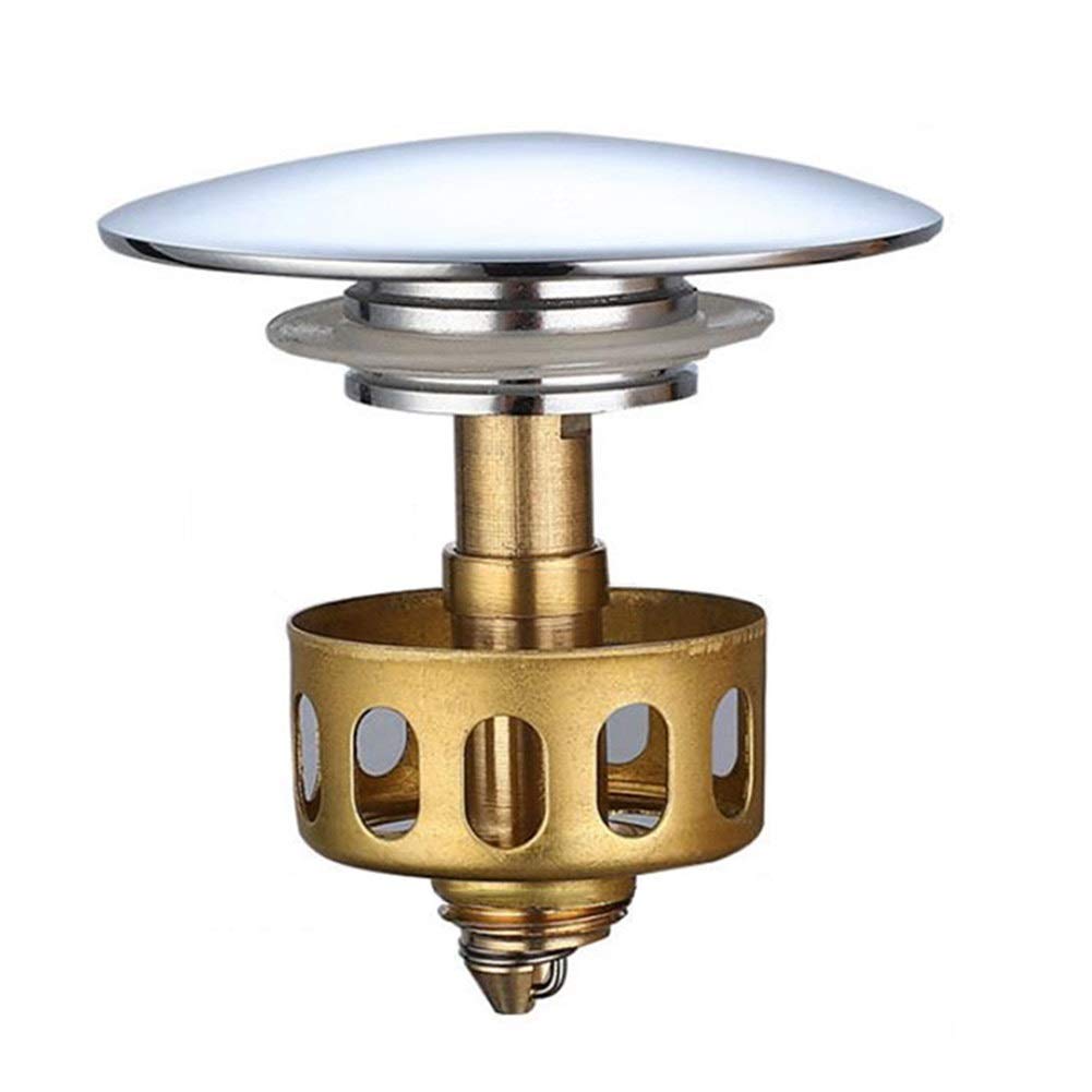 GINVF Bathroom Sink Pop Up Plug Stainless Steel Bath Drain Filter Basin Kitchen Waste Push-type Bounce Core (Size : H)