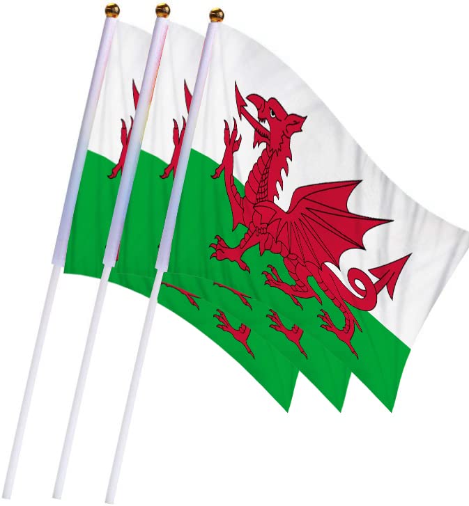 10pcs Wales Hand Waving Flags Welsh National Country Flag Mini Welsh