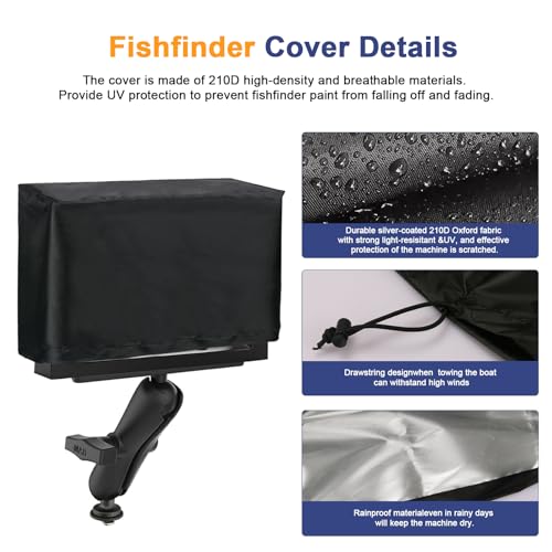 Image of Fish Finder Cover Compatible with Lowrance, Humminbird 7 Inches, Depth Finder Poly Sun Cover for Lowrance Hook Reveal, 210D Oxford Fabric Waterproof Protection Accessories with Drawstring