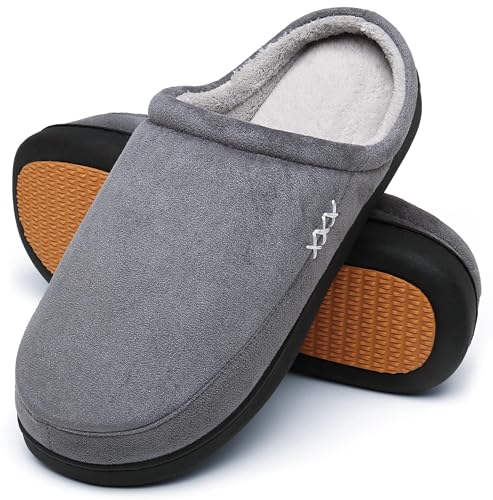 Mishansha Zapatillas Casa Hombre Invierno Pantuflas Mujer Invierno Zapatillas de Estar por Casa Antideslizantes Memory Foam Slippers Francés Gris, Gr.45 EU