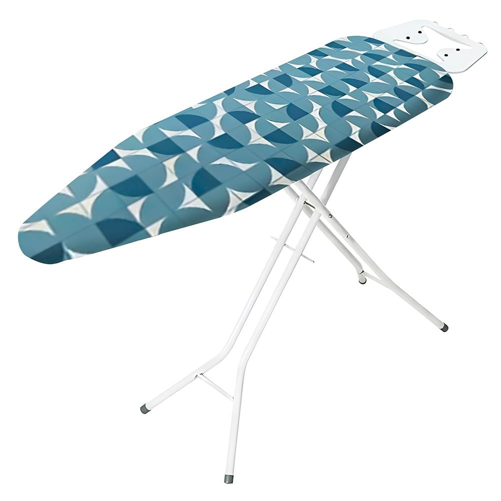Funda para Tabla de Planchar de 135 x 45 x 3 cm 3 Capas: Algodón, Malla de Fibra, Capa Inferior Impermeable Ajustable con Cordón(Bleu,53.1 L x 17.7 in W (135 x 45 cm))