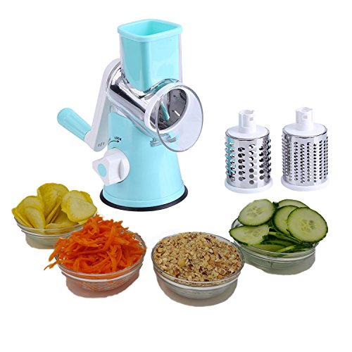 Rotary Cheese Grater and Mandoline Slicer By Famco Fitness | Potato Slicer, Onion