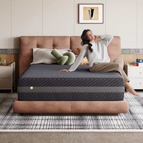 Novilla 14 Inch Queen Size Mattress, Queen Gel Memory Foam Mattress with Green Tea-Infused Foam for Pressure Relief, Body Contouring, & Balanced Support, Breathable Side Panel, Mattresses in a Box