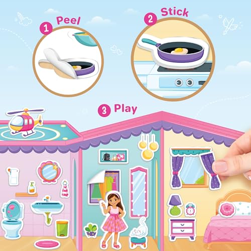 Image of Imagimake My Dream House DIY Sticker Playset | Waterproof Mess-Free Activity with 200+ Reusable Stickers, House Charts & Characters | Pretend Play Toy | Birthday Girls Gift 3-6 Years