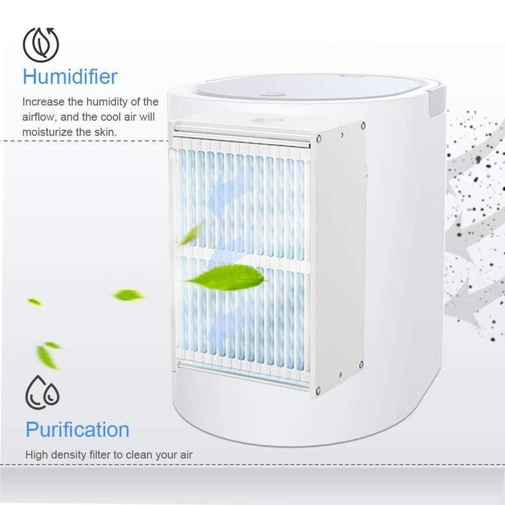 Condizionatore Portatile,Mini Raffrescatore Evaporativo Umidificatore,Basso Rumore Raffreddatore d'Aria Climatizzatore Personal Air Cooler con 3 velocità per Casa Ufficio Viaggio