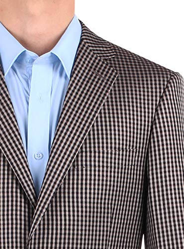 DTI BB Signature Men's 2 Button Micro Check Suit Jacket Modern Fit Blazer Coat4