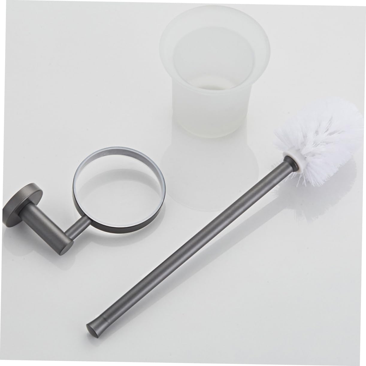 Escobilla para Inodoro de Pared con Base Redonda de Vidrio Mate y Diseño Simple, Cepillo de Baño para Limpieza y Duradera Hogar