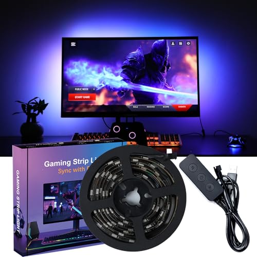 Image of Gaming Lighting Sync PC Backlight 16 Million Color USB Powered RGB IC LED Strip for Gaming Room Decor, Smart LED Lights for Monitors with Color (for 34 inch PC)