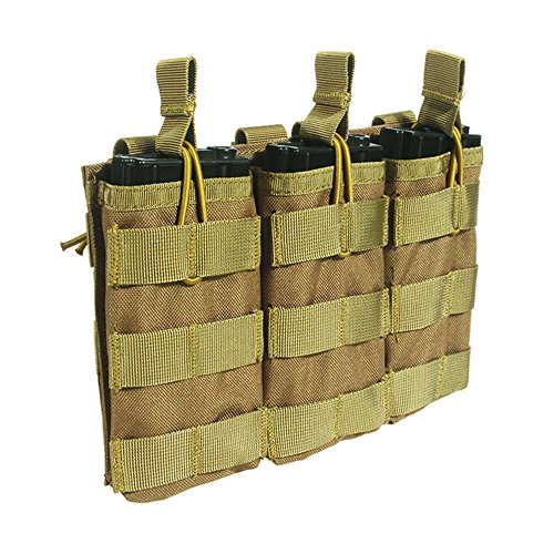 Loglife Tactical Magazine Pouch Holds Holster Triple M4/M16 Open Top Mag Pouch 1000d with Bungee System (DE)