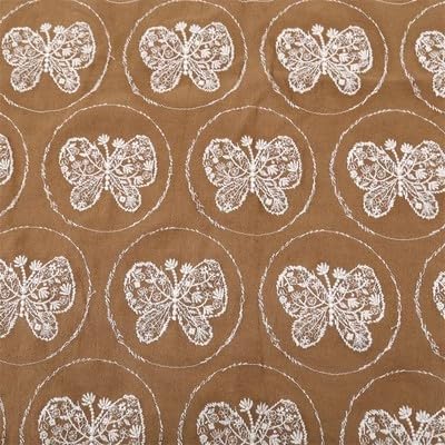 Stoffa Tessuto fatto a mano fai-da-te, borsa in tessuto ricamato a farfalla, in cotone spesso, tovaglia, cuscino Stoffe Per Cucito Creativo(Khaki)