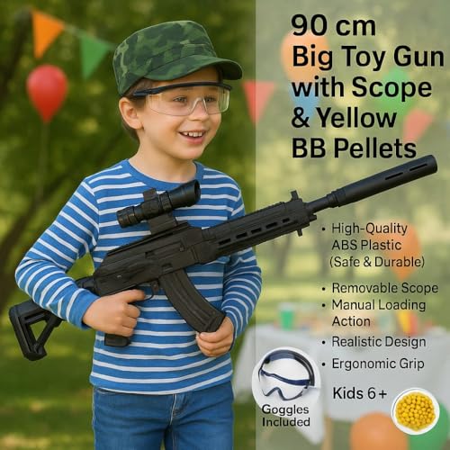 Image of TILLU TIM TIM TOYS 90 CM Long Toy Gun with BB Bullets /Cap /gogle with High Range PUBG Gun for Kids Boys Girls