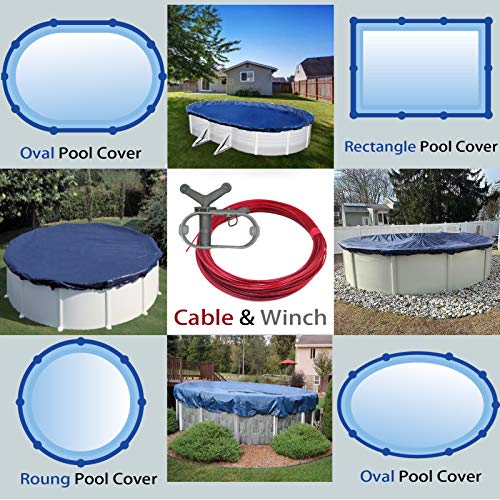 Unila Pool Cover 100’ Cable & Winch for Securing Above Ground