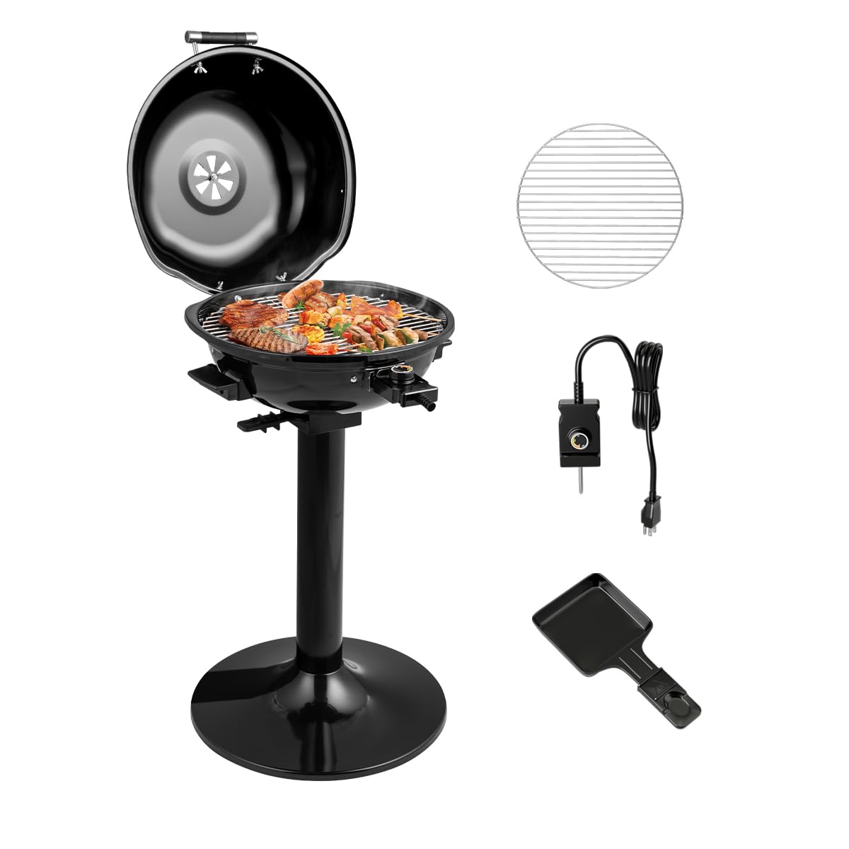ARLIME Grill elettrico da esterno 1600 W, supporto per barbecue per 15 porzioni, temperatura regolabile, vassoio Greqase rimovibile, barbecue portatile per campeggio, feste, balcone, giardino