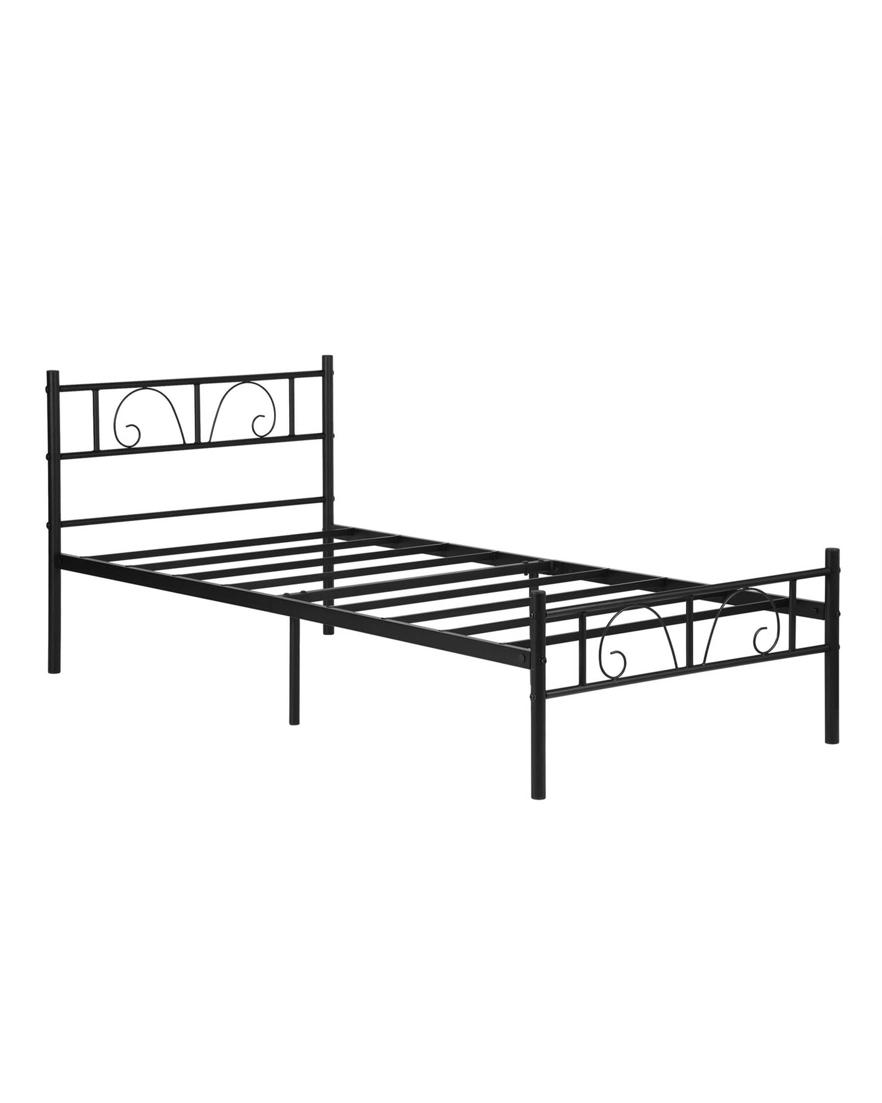 Metallbett 90x200 cm Bettgestell Schwarz, Modern Jugendbett mit Lattenrost, Gästebett mit Aufbewahrungsregalen, Einzelbetten Einfache Montage, Bettgestell 90 x 200, Schwarz