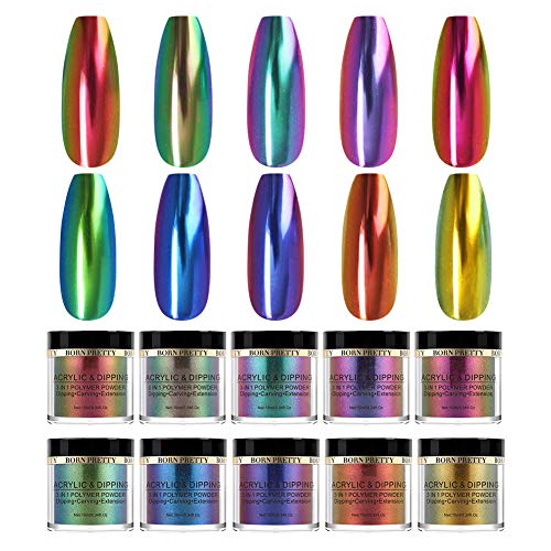 BORN PRETTY 10ML Acrylic Dip Powder Chameleonic Mirror Dipping Carving Extension Diy Dip Nails