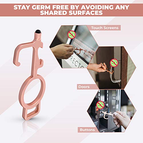 No Touch Door Opener Tool with Stylus | Keysmart Touchless Screen Door Opener | Premium Germ Key | Clean Key | Easy Press Hand Tool | Brass Rose Gold | Black - [1pc] Home Improvement - Thumbnail 2
