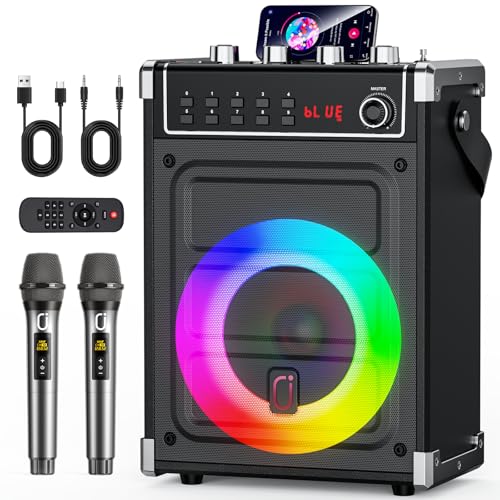 JYX Machine Karaoke Adulte, 380W Puissance, Enceintes Karaoké Professionnelles avec 2 Micro sans Fil et Lumières Fête DJ, Système karaoké Portable...