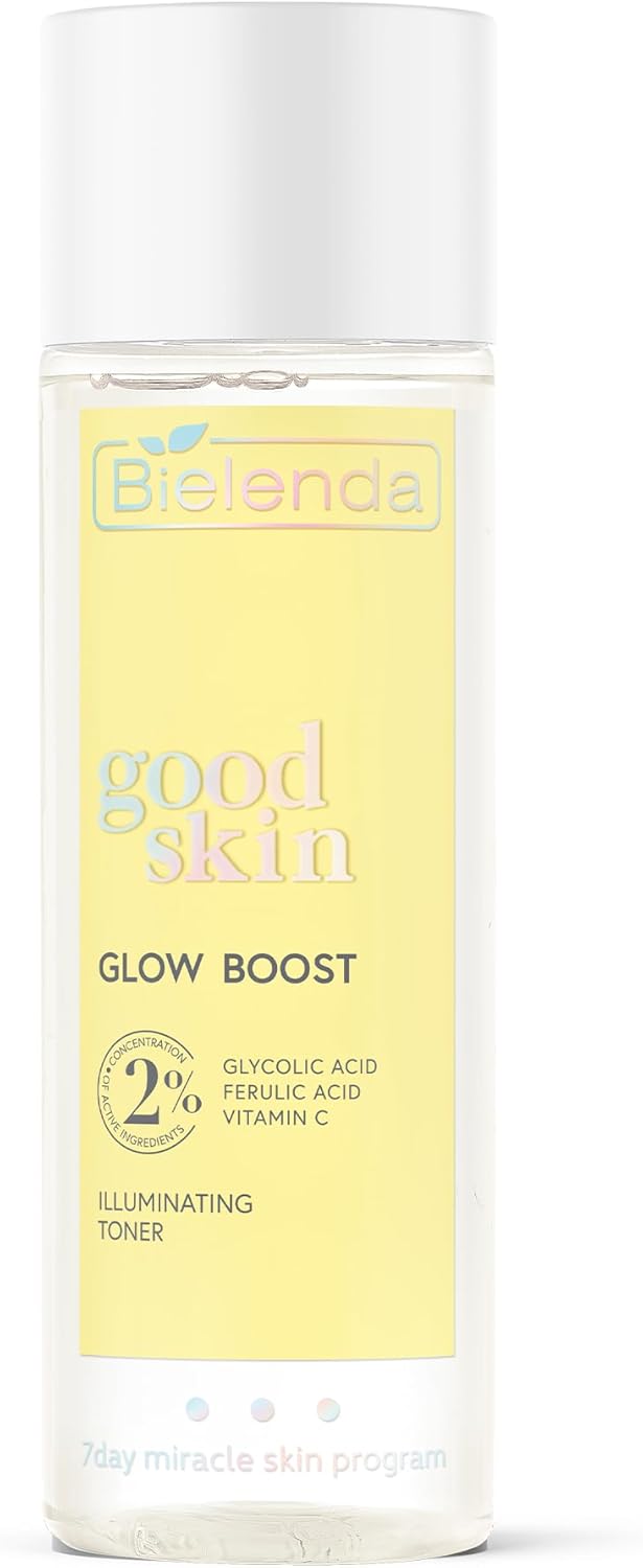 Bielenda Good Skin Glow Boost Brightening Toner, Vitamin C, Glycolic Acid, and Ferulic Acid Facial Lotion, Firming, All Skin Types, 200 ml