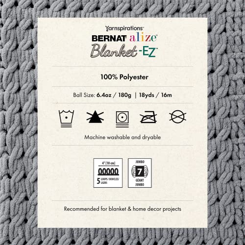 Image of Bernat Alize Blanket-EZ Super Soft Looped Yarn for Beginners, Hand Knitting- No Needles or Hooks Needed, Harvest Grays, 2 Pack