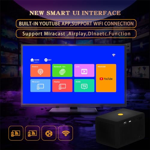Image of Y7 Plus Android WiFi Portable Projector 720P FHD Office Home Video Mini Projector with Electric Focus Bluetooth WiFi miracast OTT app and lot More