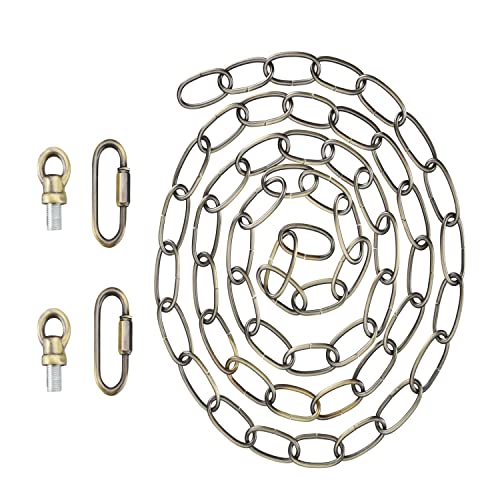 Image of Aspen Creative 21109-51,Steel 6 Feet Heavy Duty Chain & Quick Link Connector for Hanging Up Maximum Weight 40 Pounds-Lighting Fixture /Swag Light /Plant in Antique Brass.11 Gauge.