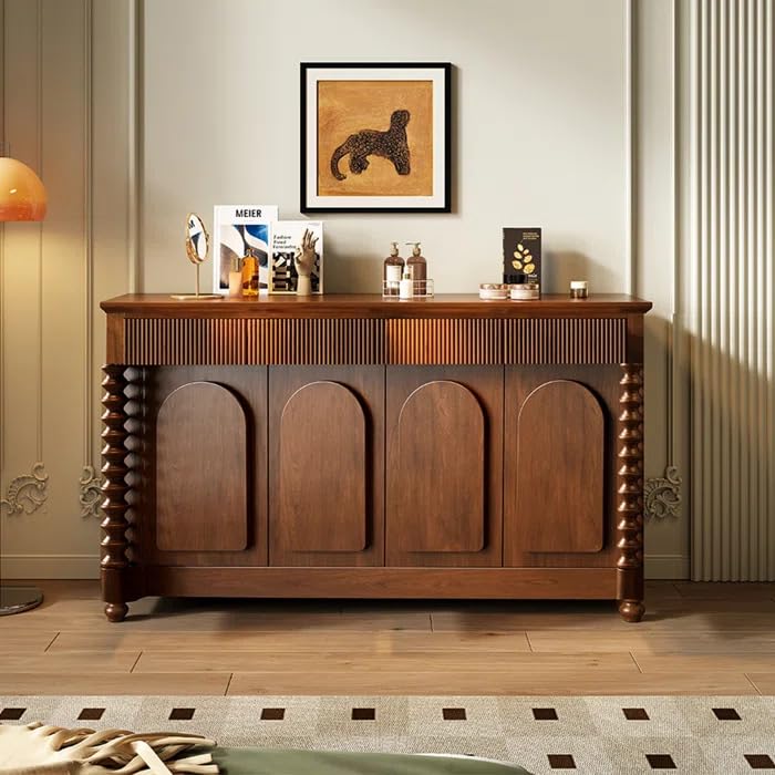Roman Sideboard Solid Wood Sideboard Cabinet with 3 Drawers and 2 Doors | Carwed Sideboard and Cabinet | Sideboard for Living Room Bedroom | (Design 1)-image-39