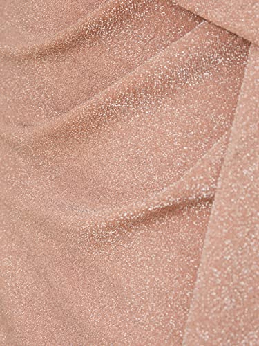 Image of Adrianna Papell Long Stretch Metallic Knit One Shoulder Cascade Side Draped Gown