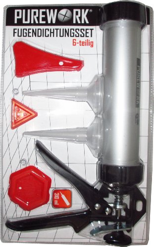 Preisvergleich Produktbild Fugendichtungsset - stabile Kartuschenpresse / Silikon Pistole aus Aluminium mit Zubehör 6-teilig
