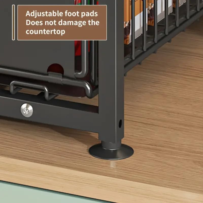 Organizer per Armadio da Cucina con Altezza Regolabile, 2 Livelli, Organizer da Cucina Estensibile, Scaffale da Cucina, Piano di Lavoro in Metallo Sotto-Lavello per Bagno, Cucina (1, Doppio