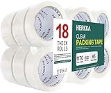 Clear Packing Tape, HERKKA 18 Rolls Heavy Duty Packaging Tape for Shipping Packaging Moving Sealing,...
