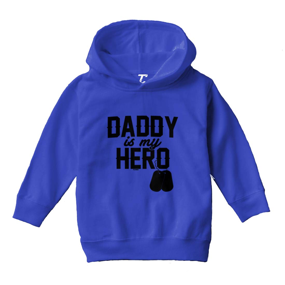 Daddy is My Hero - Military Dog Tags Toddler/Youth Fleece Hoodie (Royal Blue, 4T (Toddler))