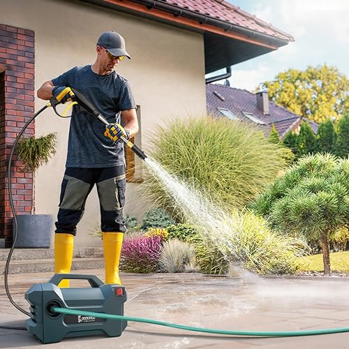 Image of Cockatoo RinseSmart15W High Pressure Washer, Corded Electric 1500W 2.5HP, 96 Bar, 6L /Min Flow, Aluminium Motor, 7m Hose, Foam Spray Gun - Car, Bike, Patio, Garden, Vehicle, Outdoor Cleaning Dark Teal