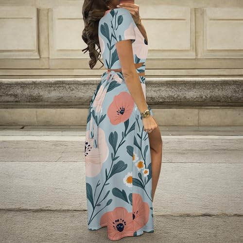 Image of MESLIMA Two Piece Dresses Sets for Women Summer Boho Maxi Dresses