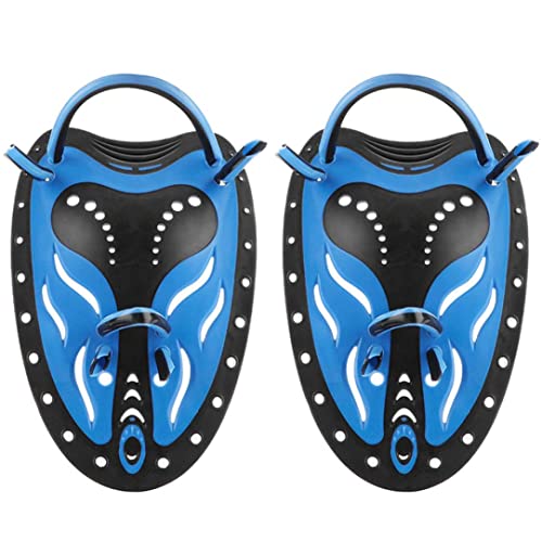 1Pair Swimming Paddles Power Hand Paddles Swim Training Tools Adjustable for Men Women L Blue