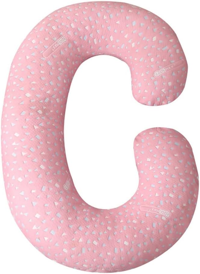 Pregnancy Pillow Geometric C-Shaped Maternity Body Pillow in Pink. Comfortable and Breathable Cotton Breastfeeding Pillow Side Sleeping Pillow. Suitable for All Seasons (Size : 140x80cm)