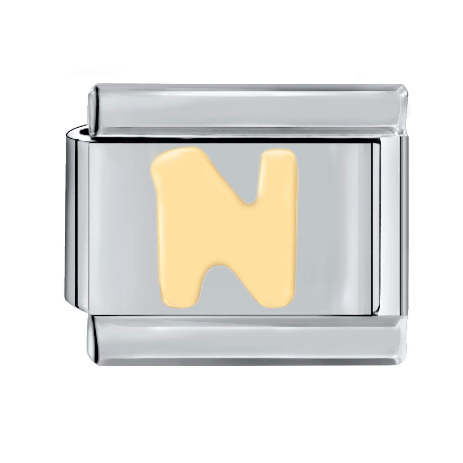 papasgixItalian Charms Gold Letter A-Z Italian Modular Charm Bracelet Link 10mm*9mm Module Handmade Bracelet Links for Woman Man Detachable Personalized Bracelet