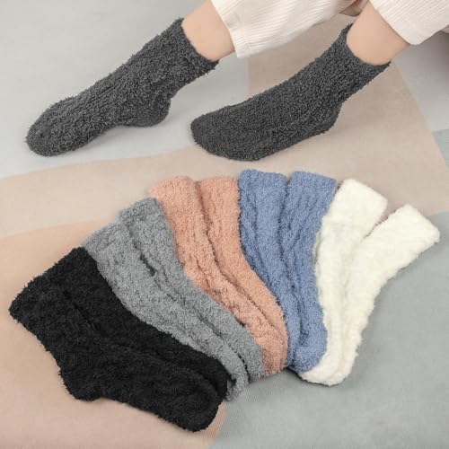 Image of Loritta 6 Pairs Womens Fuzzy Socks, Winter Warm Fluffy Slipper Socks