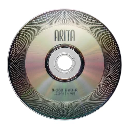 Image of 50 Pack Arita DVD-R 16X 4.7GB /120Min Branded Logo Top Write Once Blank Media Record Disc