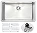 ANZZI Vanguard 30" Undermount Stainless Steel Kitchen Sink with Strainer | 18 Gauge Large Modern Brushed Satin Single Deep Soak Basin Bowl Commercial Utility Prep Work Station | K-AZ3018-1A