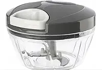 Mini Processador Triturador Batedor Alimentos Alho Cebola Manual a Corda Com 2 Lãminas Inox 180 ml Preto
